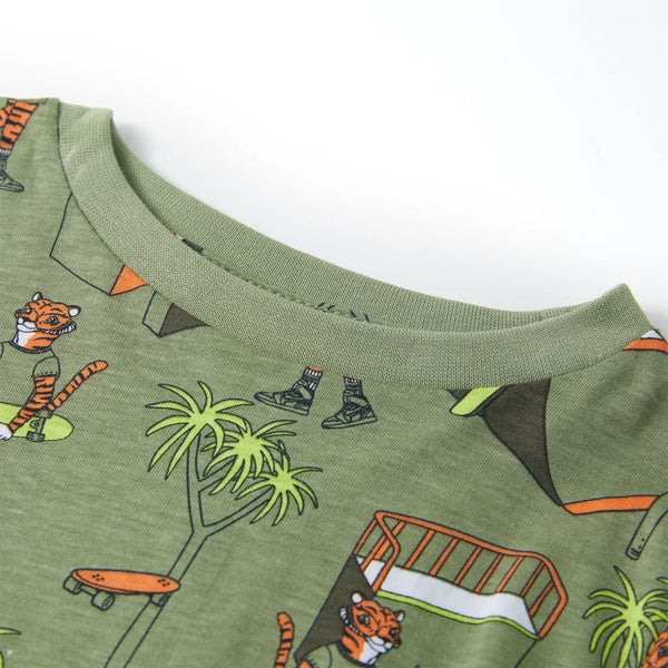 Kinderpyjama mit Kurzen Ärmeln Hellkhaki 116
