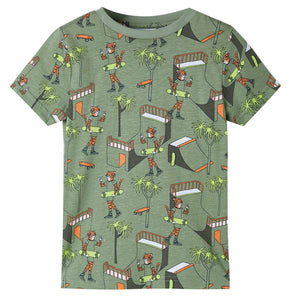 Kinderpyjama mit Kurzen Ärmeln Hellkhaki 128