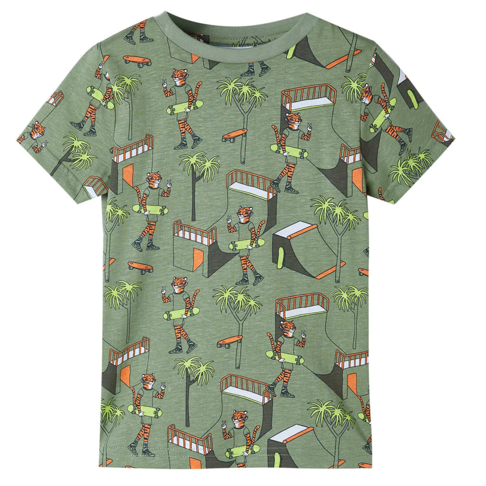 Kinderpyjama mit Kurzen Ärmeln Hellkhaki 128