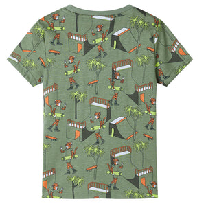 Kinderpyjama mit Kurzen Ärmeln Hellkhaki 128