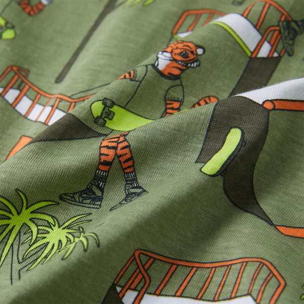 Kinderpyjama mit Kurzen Ärmeln Hellkhaki 128