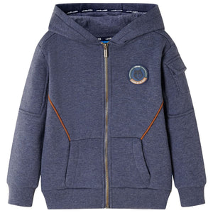 Kinder-Kapuzenpullover mit Reißverschluss Dunkelblau Melange 92