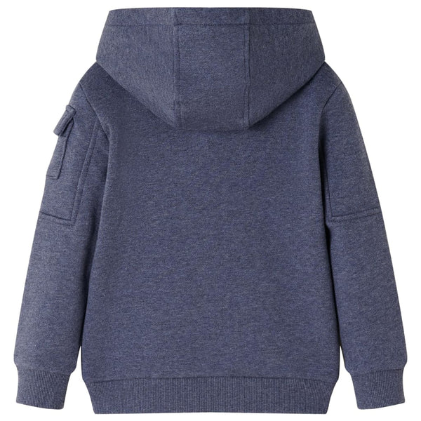 Kinder-Kapuzenpullover mit Reißverschluss Dunkelblau Melange 92