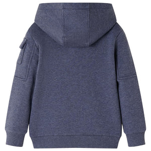 Kinder-Kapuzenpullover mit Reißverschluss Dunkelblau Melange 92