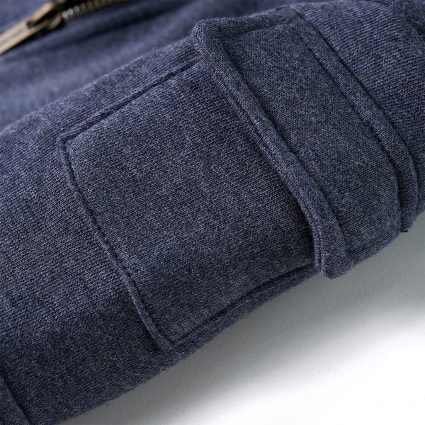 Kinder-Kapuzenpullover mit Reißverschluss Dunkelblau Melange 92