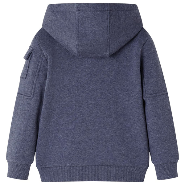 Kinder-Kapuzenpullover mit Reißverschluss Dunkelblau Melange 104
