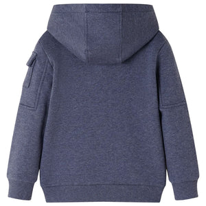 Kinder-Kapuzenpullover mit Reißverschluss Dunkelblau Melange 116