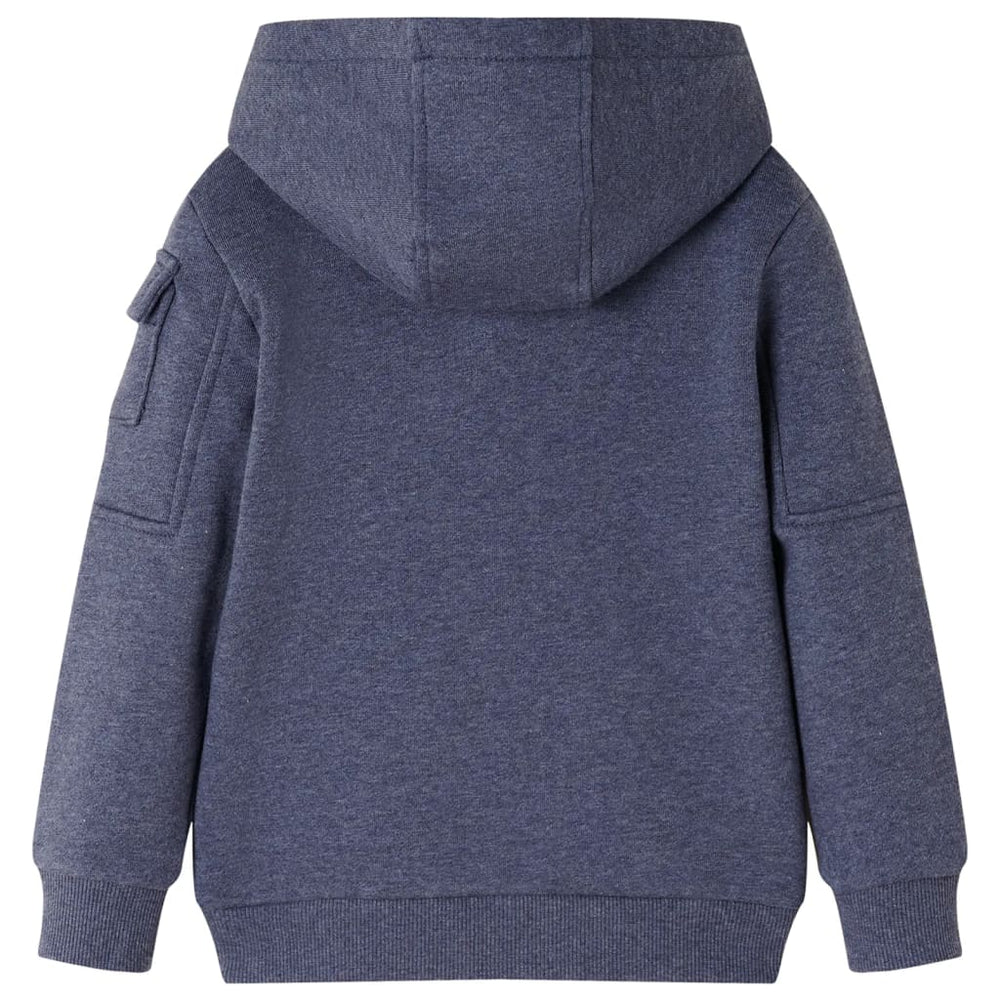 Sweat à capuche zippé enfant bleu marine chiné 116