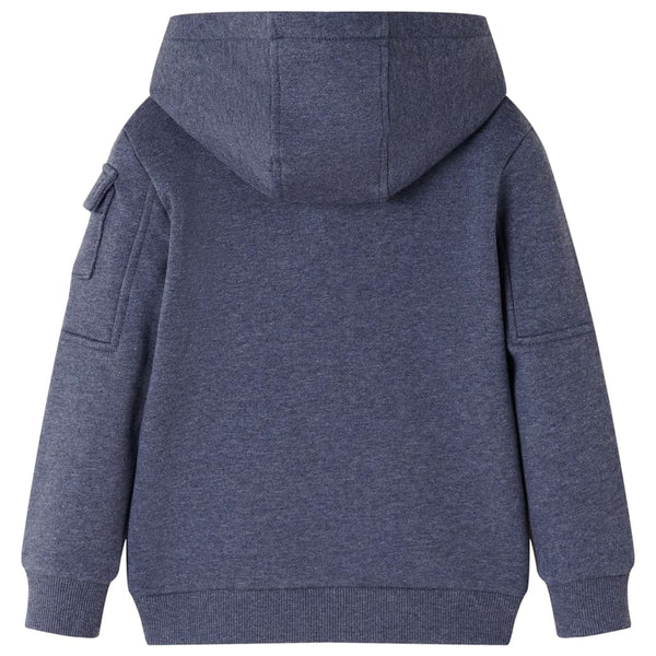 Kinder-Kapuzenpullover mit Reißverschluss Dunkelblau Melange 116