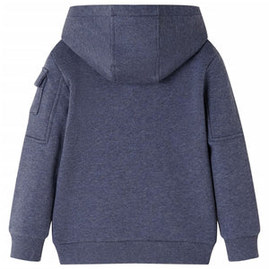 Kinder-Kapuzenpullover mit Reißverschluss Dunkelblau Melange 128