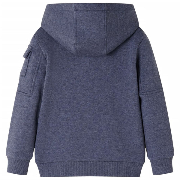 Kinder-Kapuzenpullover mit Reißverschluss Dunkelblau Melange 128