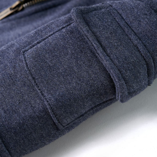 Kinder-Kapuzenpullover mit Reißverschluss Dunkelblau Melange 128