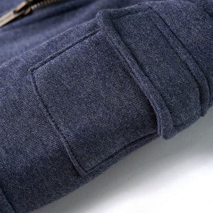 Kinder-Kapuzenpullover mit Reißverschluss Dunkelblau Melange 128