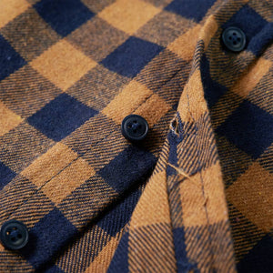 Kinderhemd Karomuster Cognac und Blau 92
