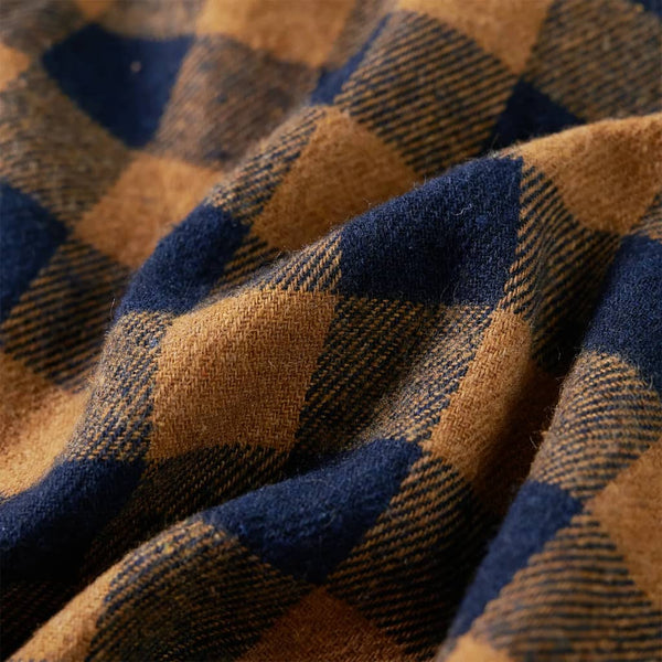 Kinderhemd Karomuster Cognac und Blau 92