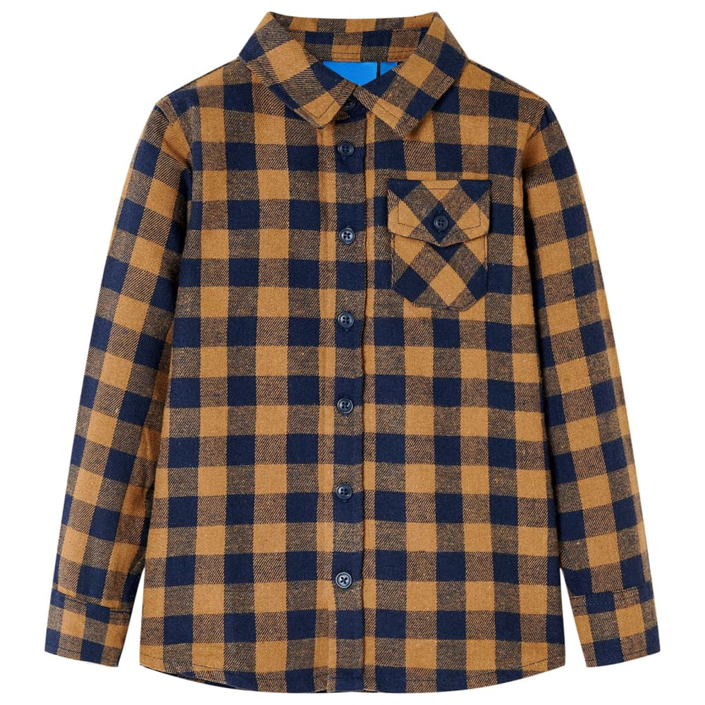 Chemise à carreaux cognac et bleu pour enfant 104
