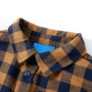 Kinderhemd Karomuster Cognac und Blau 116