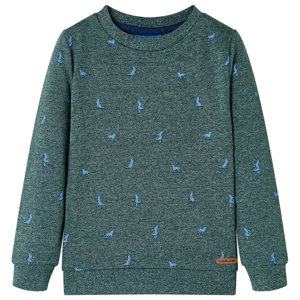 Sweat-shirt enfant vert foncé chiné 104