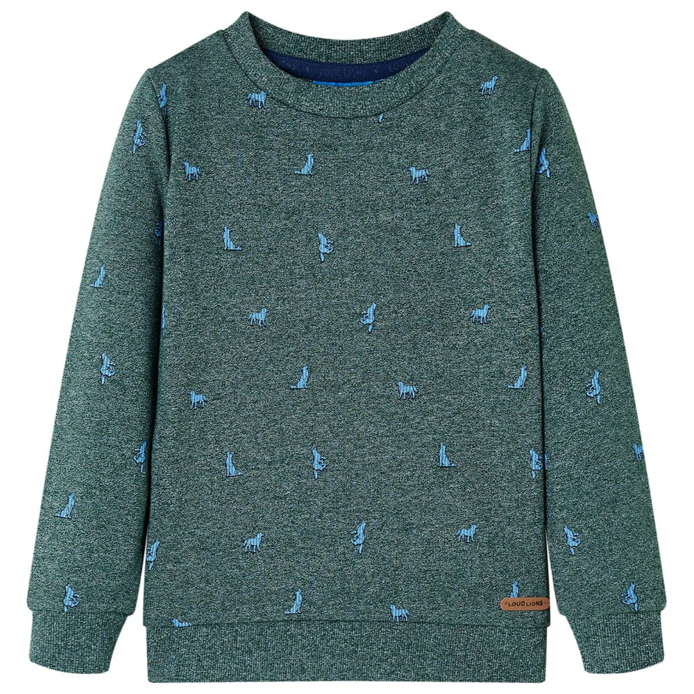 Sweat-shirt enfant vert foncé chiné 128
