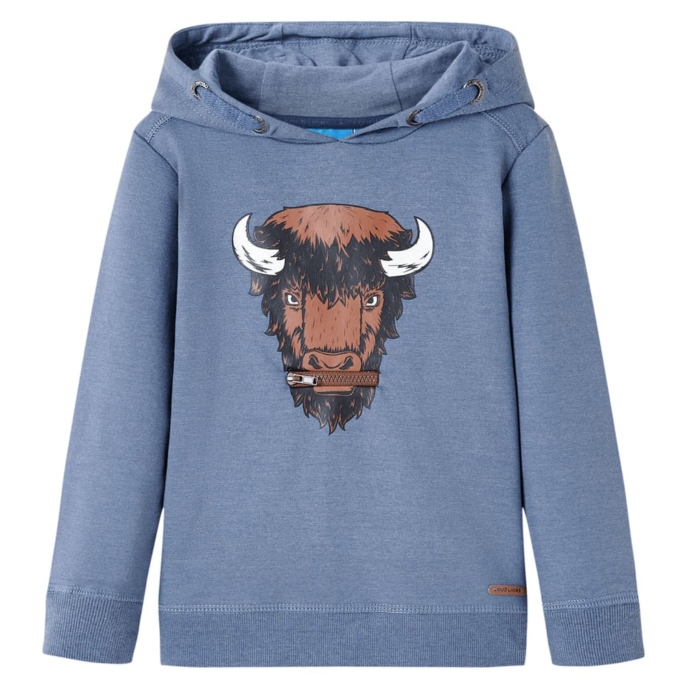 Sweat à capuche enfant bleu chiné 116