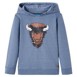 Sweat à capuche enfant bleu chiné 128