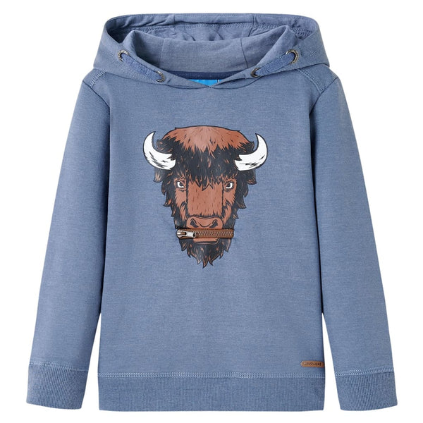 Sweat à capuche enfant bleu chiné 140