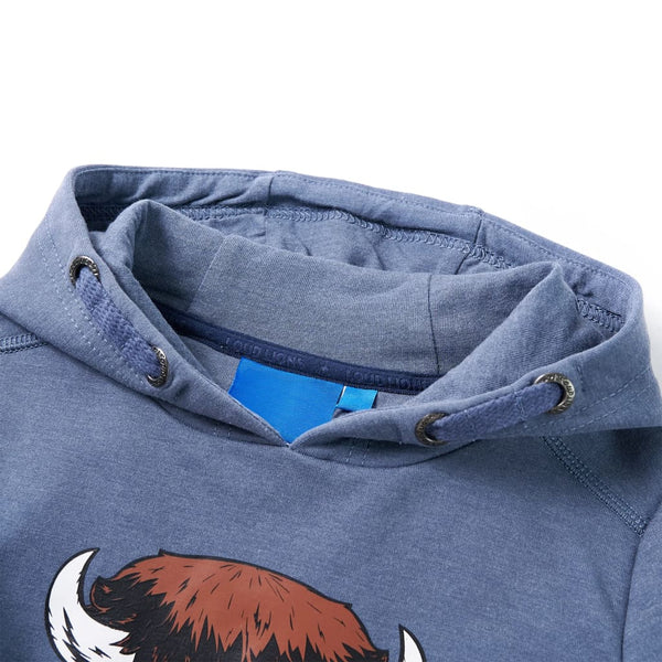 Sweat à capuche enfant bleu chiné 140