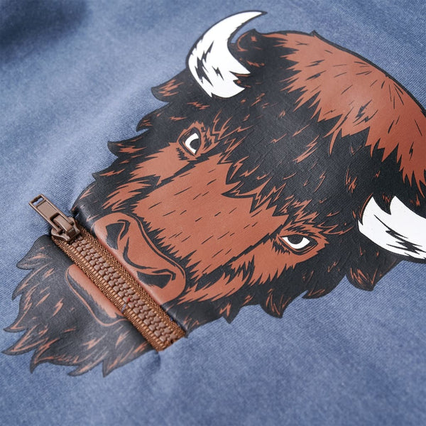 Sweat à capuche enfant bleu chiné 140