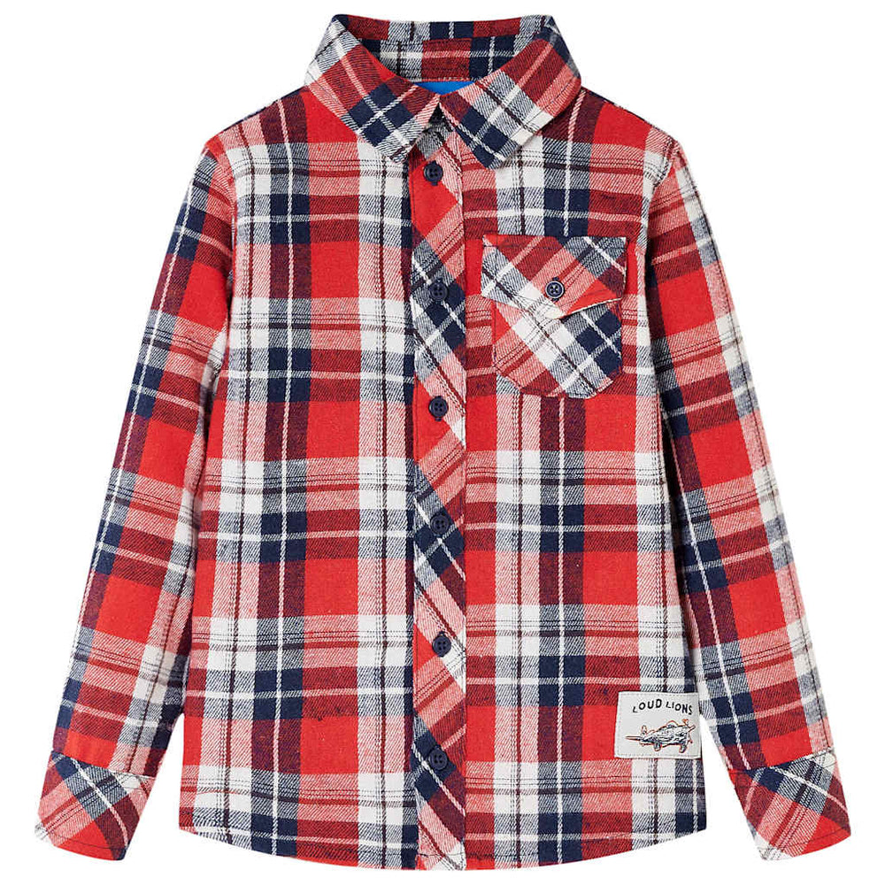 Chemise Enfant Carreaux Rouge et Bleu Marine 116