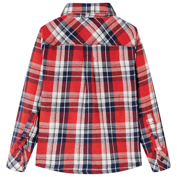 Kinderhemd Karomuster Rot und Marineblau 116