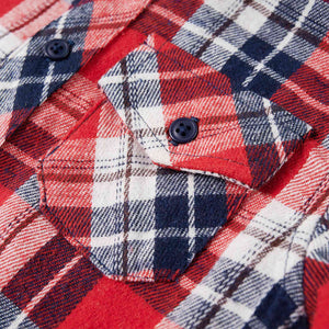 Kinderhemd Karomuster Rot und Marineblau 116