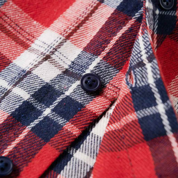 Kinderhemd Karomuster Rot und Marineblau 116