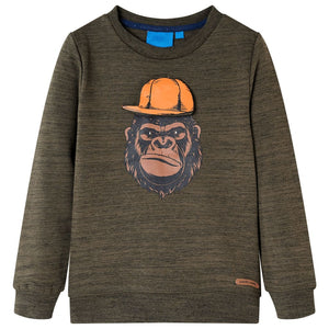 Kinder-Sweatshirt Dunkelkhaki Melange 116