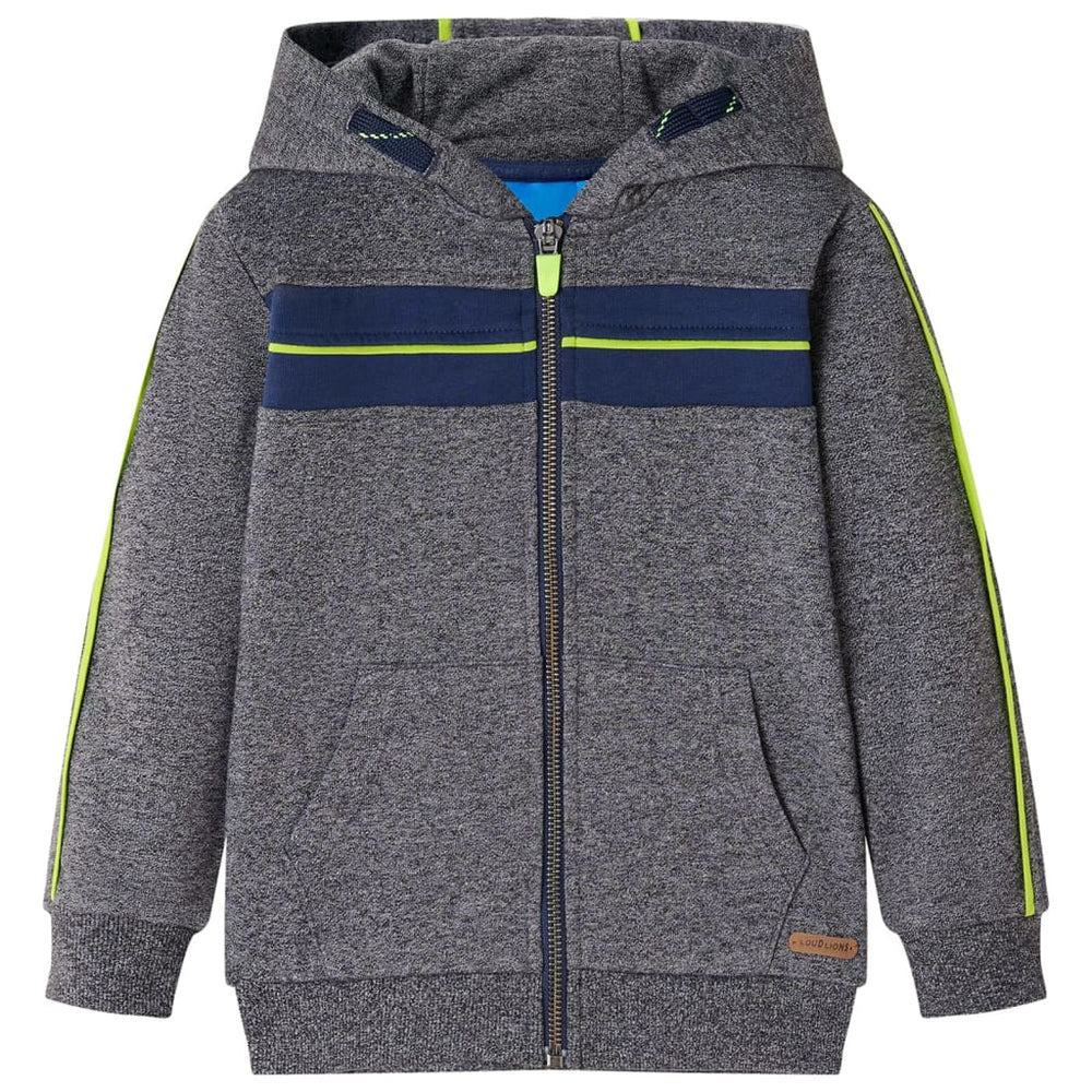 Sweatshirt enfant à capuche zippé gris chiné 92