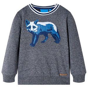 Sweat-shirt enfant bleu marine chiné 140
