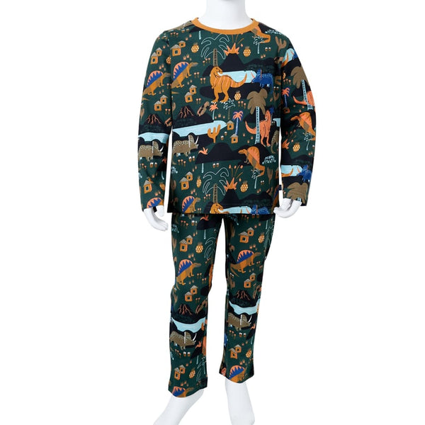 Kinderpyjama mit Langen Ärmeln Dunkelgrün 104