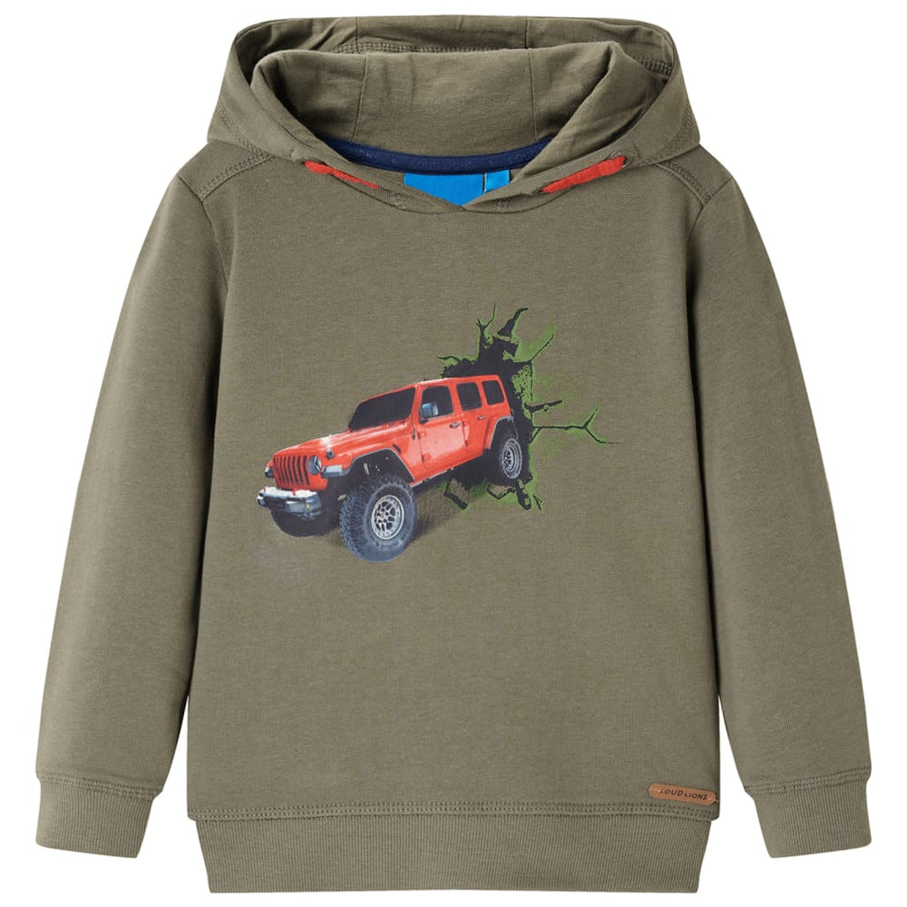 Sweat à capuche enfant kaki 140