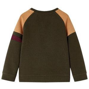Kinder-Sweatshirt Dunkles Khaki und Kamelbraun 140