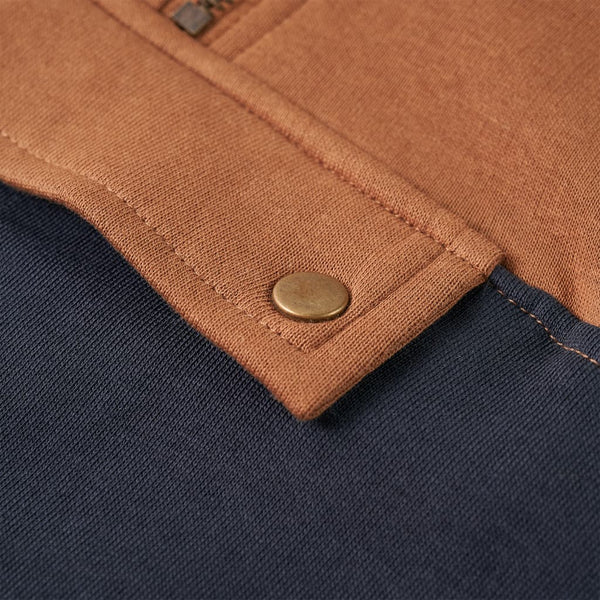 Kinder-Kapuzenpullover mit Halbem Reißverschluss Anthrazit Cognac 92