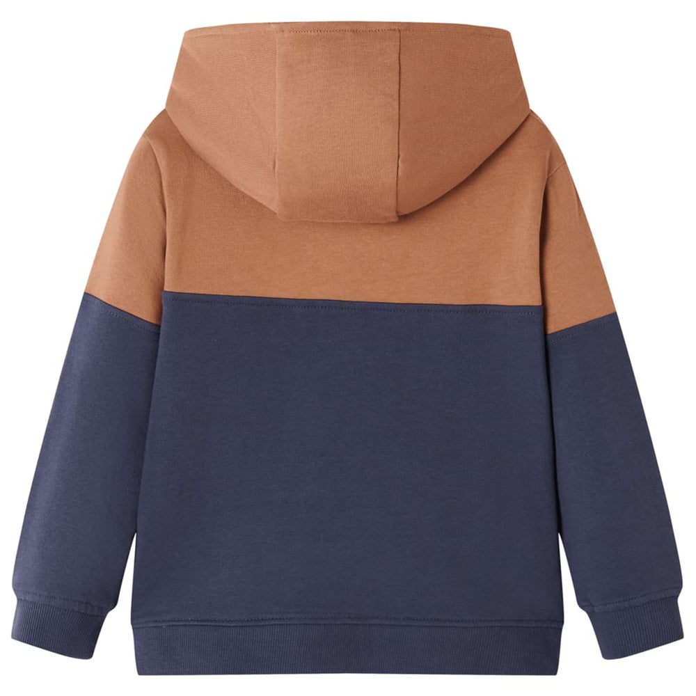 Sweat à capuche enfant demi-zip Anthracite Cognac 104