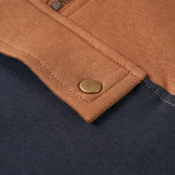 Kinder-Kapuzenpullover mit Halbem Reißverschluss Anthrazit Cognac 104