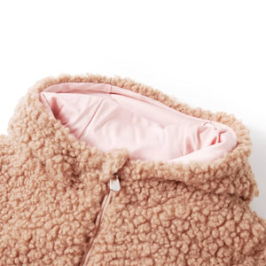 Kinder-Kapuzenjacke Teddy-Kunstpelz Heller Cognac 140