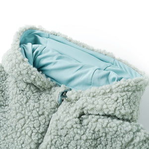Kinder-Kapuzenjacke Teddy-Kunstpelz Minzgrün 92