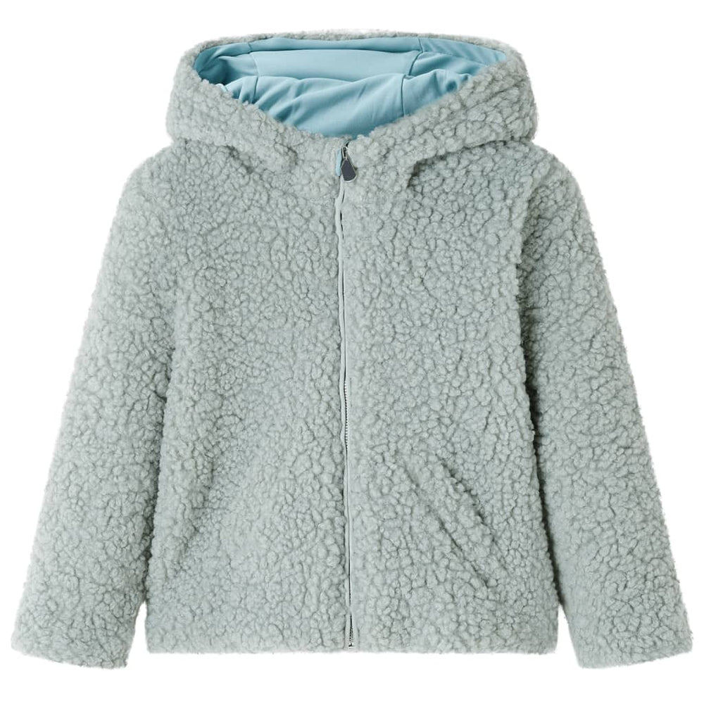 Veste à capuche enfant en fausse fourrure Teddy vert menthe 116