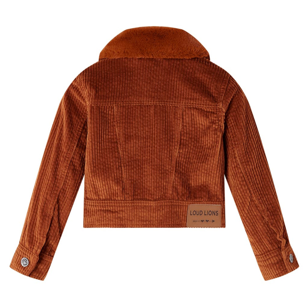 Veste enfant en velours côtelé couleur cognac 140