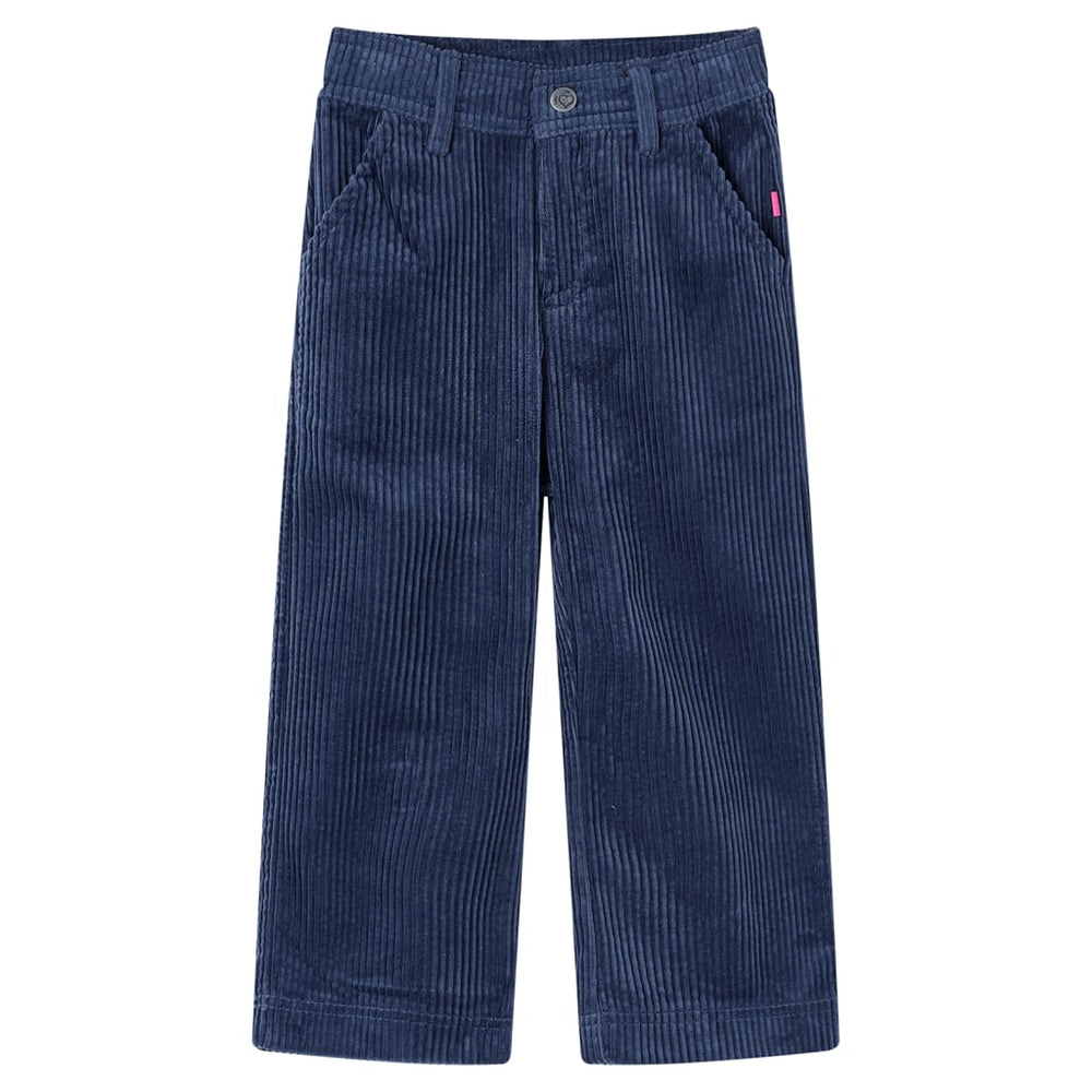 Pantalon enfant en velours côtelé bleu marine 104