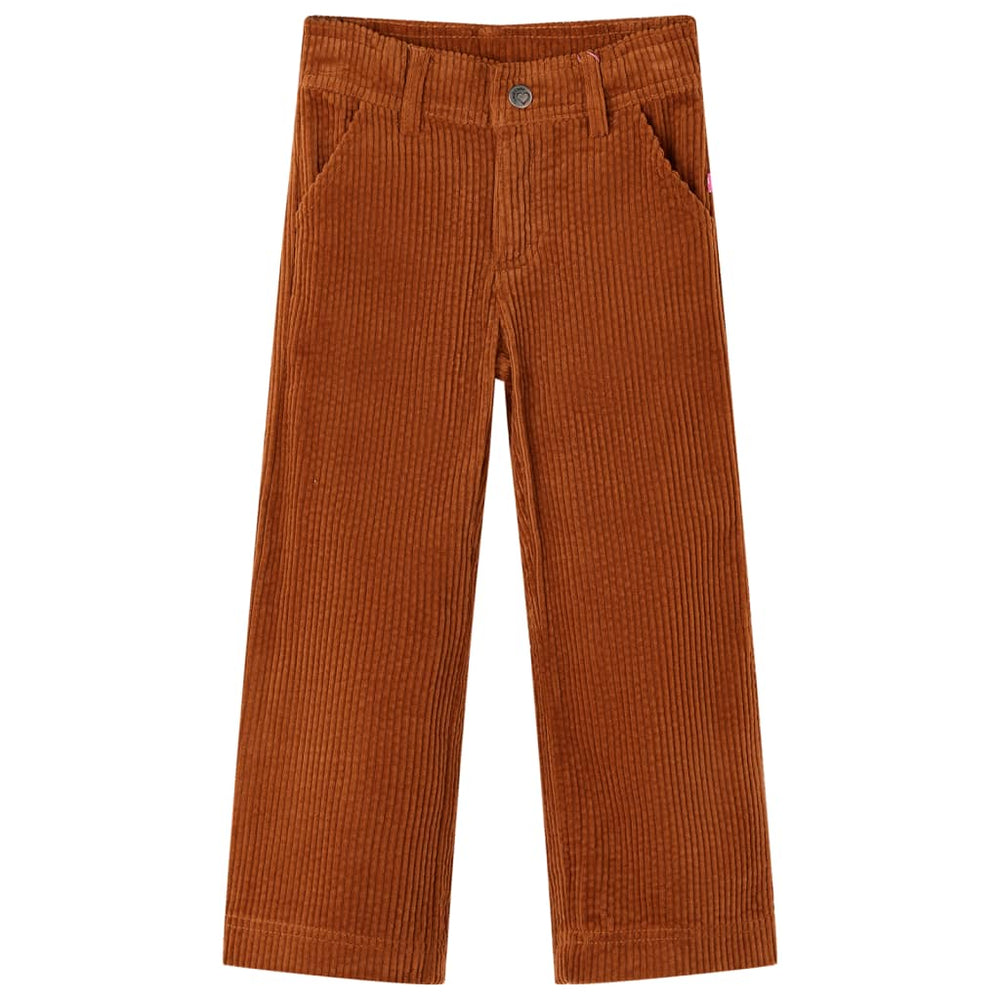 Pantalon enfant en velours côtelé couleur cognac 92