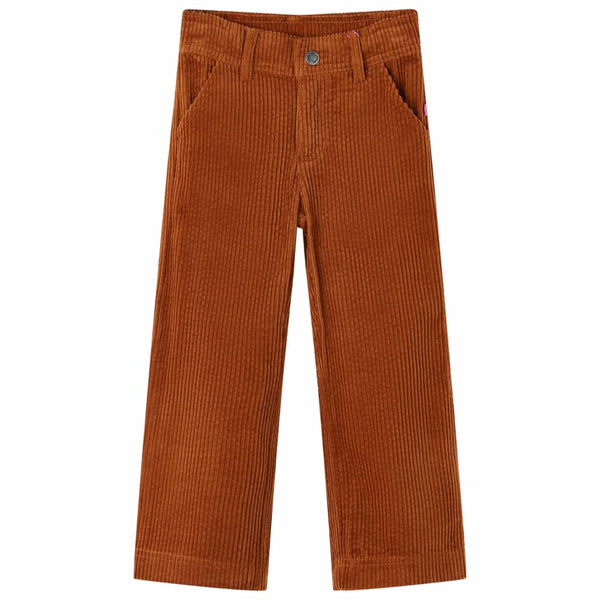 Pantalon enfant en velours côtelé couleur cognac, taille 104