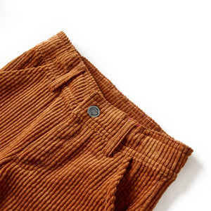 Pantalon enfant en velours côtelé couleur cognac, taille 104