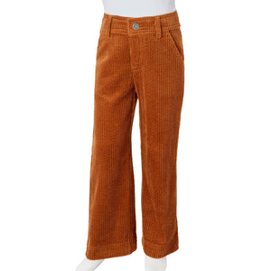 Pantalon enfant en velours côtelé couleur cognac, taille 104